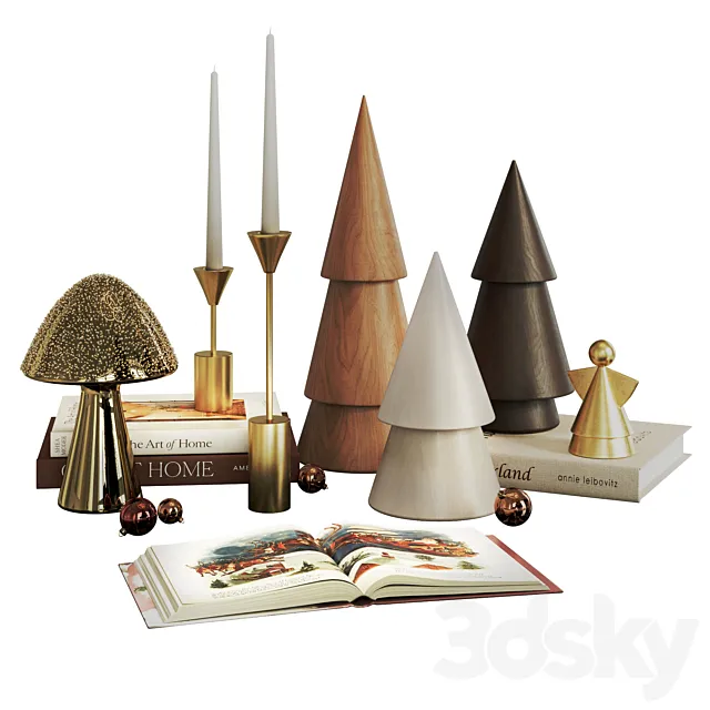 Decorative set for New Year and Christmas 3D Model Decorative set for New Year and Christmas 3D Model