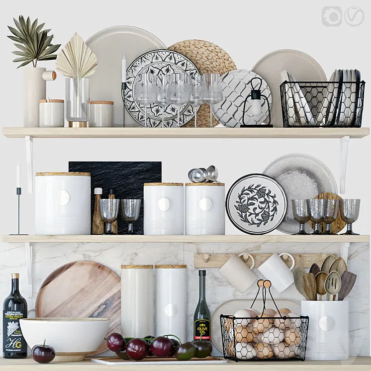 Decorative set for the kitchen 13 3D Model Free Download