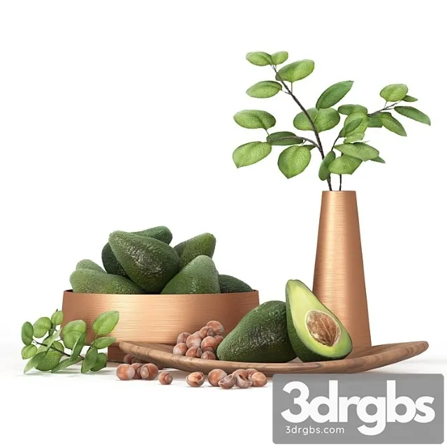 Decorative set for the kitchen with avocado Decorative set for the kitchen with avocado