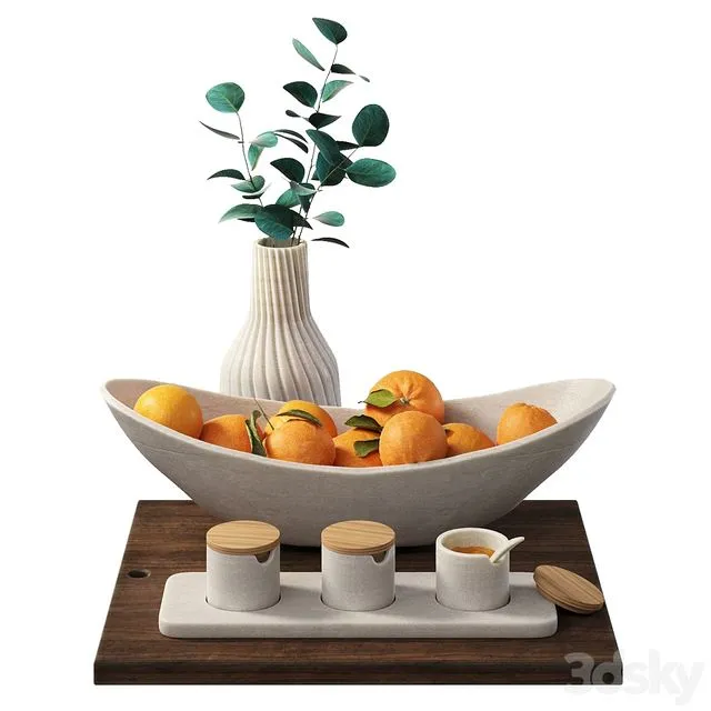 Decorative set for the kitchen with oranges 3D Model