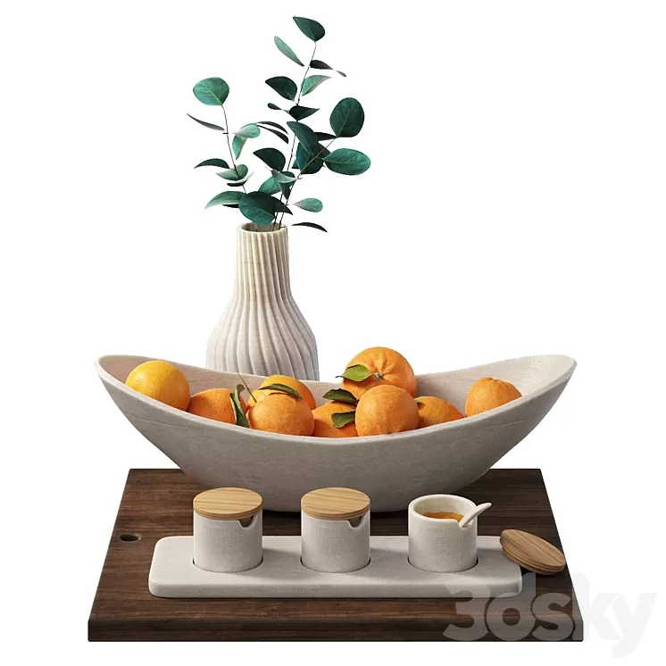 Decorative set for the kitchen with oranges 3D Model Free Download
