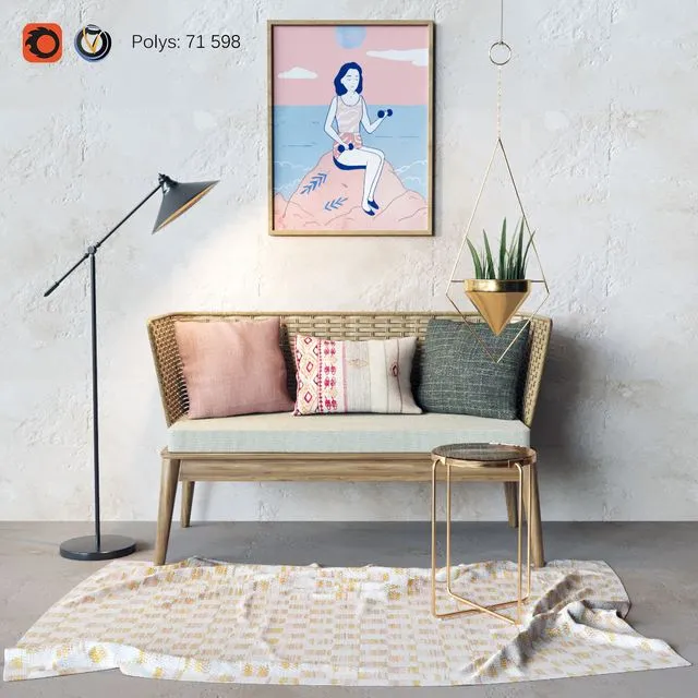 Decorative set for the living room 3D Model Decorative set for the living room 3D Model