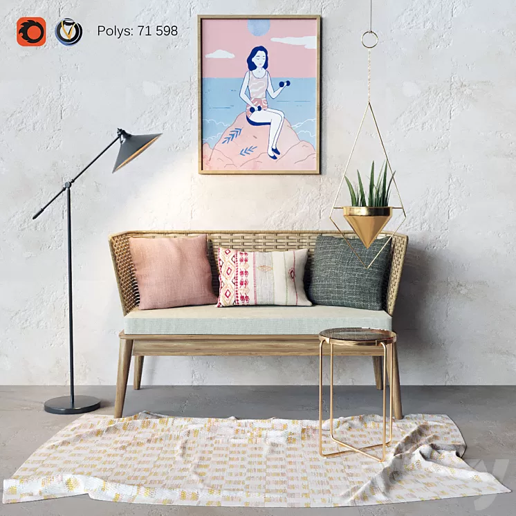 Decorative set for the living room 3D Model