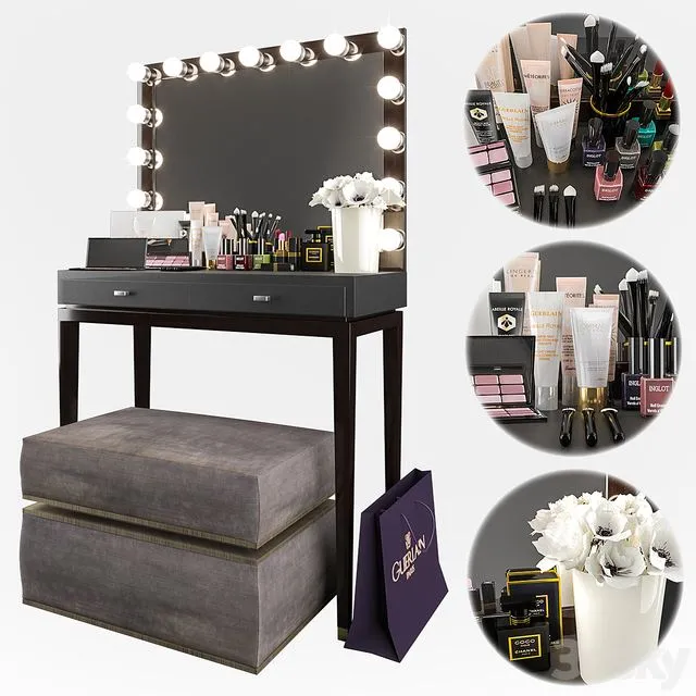 Decorative set furniture dressing table cosmetics 3D Model Decorative set furniture dressing table cosmetics 3D Model