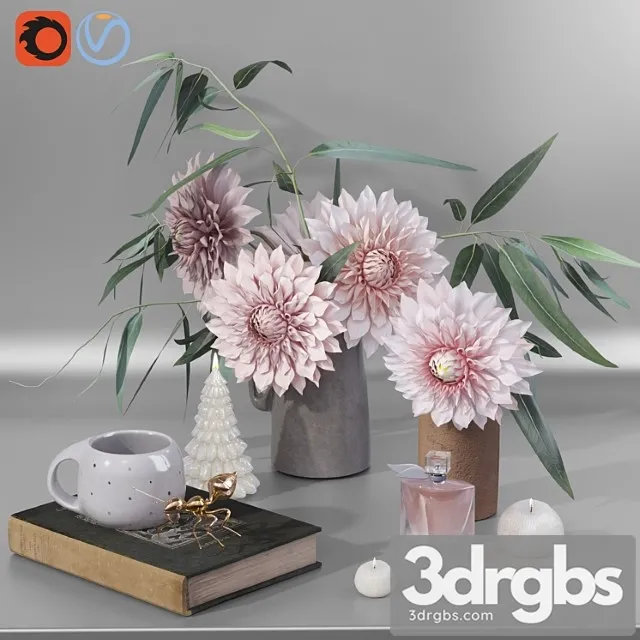 Decorative set Garden marigold dahlia flowers decor set 3D Model Download Decorative set Garden marigold dahlia flowers decor set 3D Model Download