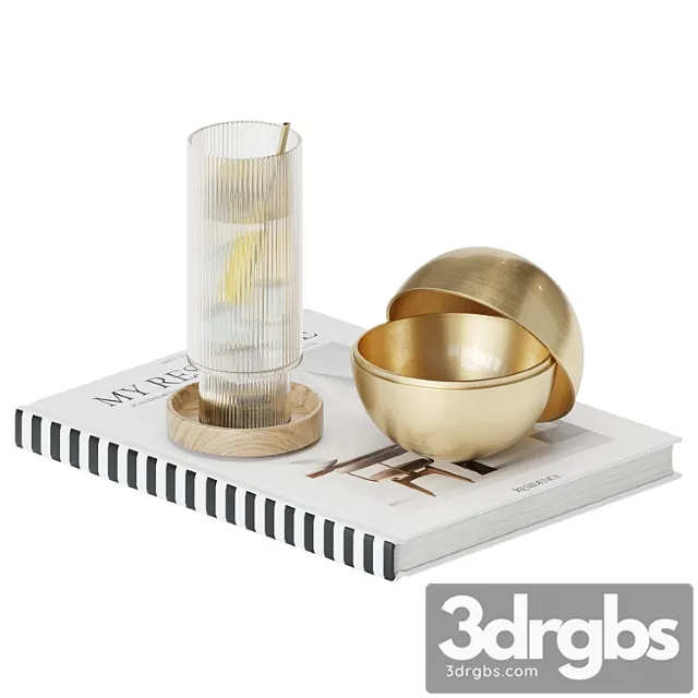 Decorative set glass and book Decorative set glass and book