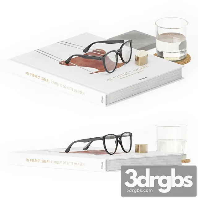 Decorative Set Glasses And Book 3D Model Download Decorative Set Glasses And Book 3D Model Download