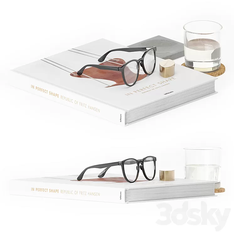 Decorative Set Glasses And Book 3D Model Free Download Decorative Set Glasses And Book 3D Model Free Download