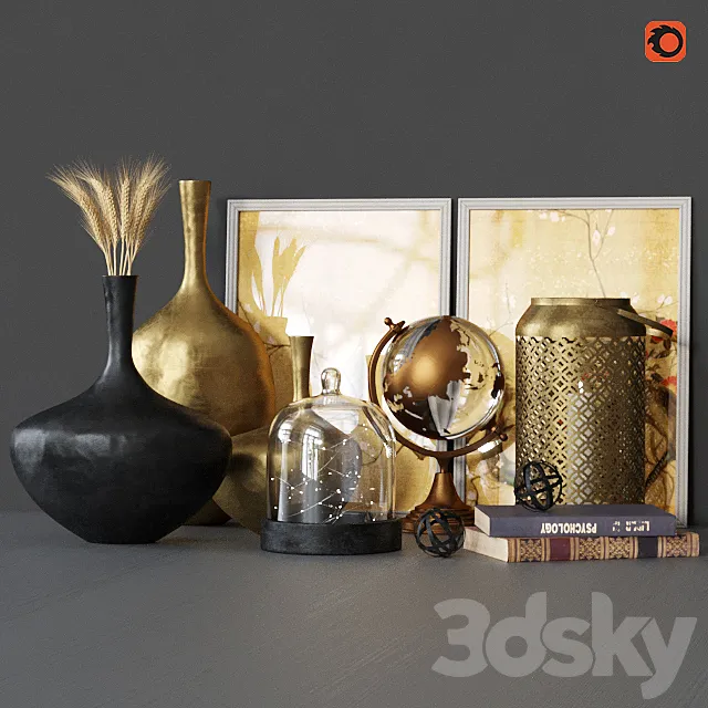 Decorative Set Gold 3D Model