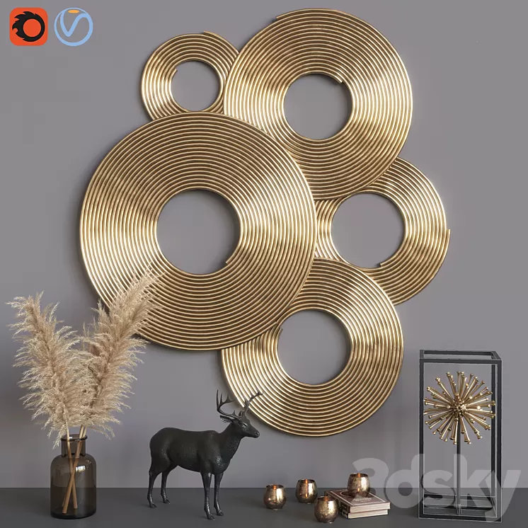 Decorative set golden 3D Model