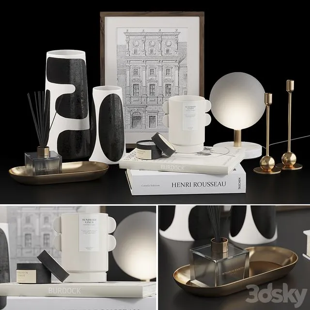 Decorative set H&M with Franca NYC Vases 3D Model