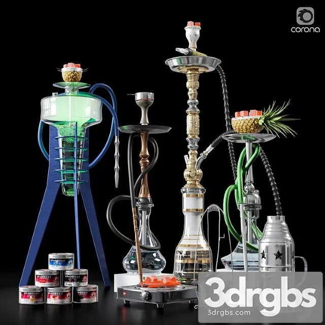 Decorative set Hookah set 3D Model Download Decorative set Hookah set 3D Model Download