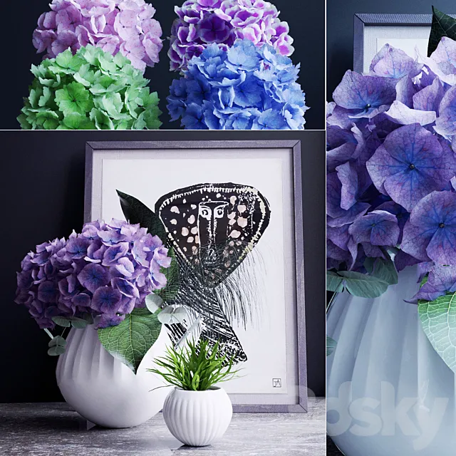 Decorative set Hydrangea 3DModel