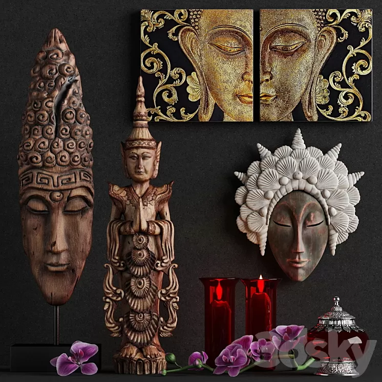 “Decorative set in Asian style – factory “”DesignToscano””” 3D Model