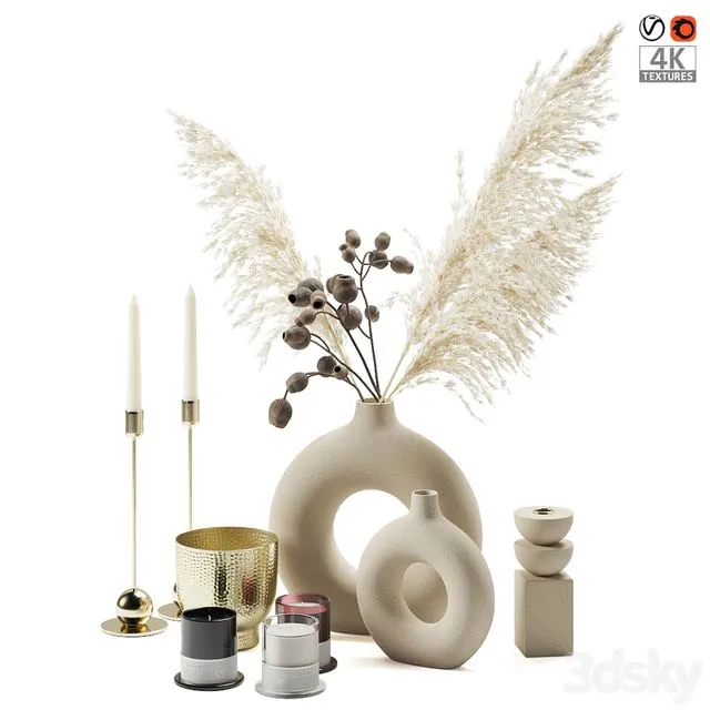 Decorative set in beige tones in the Scandinavian (minimal) style 3D Model