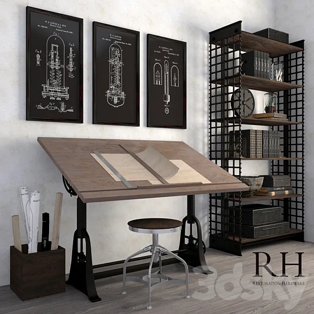 Decorative set in loft style RH 3DModel