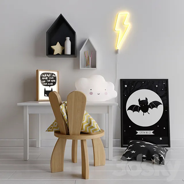 Decorative set in the nursery for a boy 3D Model Decorative set in the nursery for a boy 3D Model