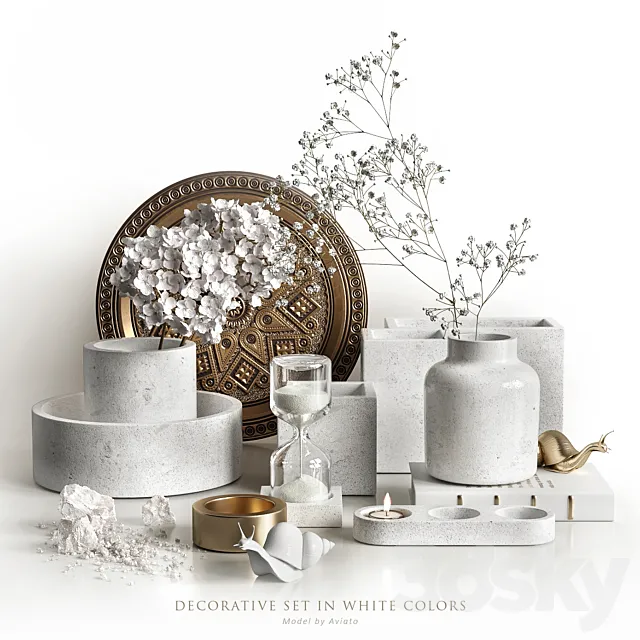 Decorative set in white colors 3D Model