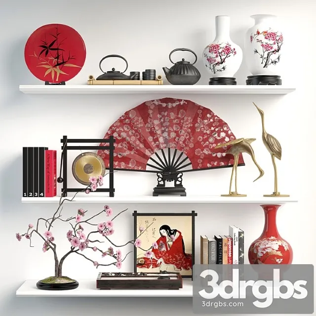 Decorative set Japan decor 3D Model Download Decorative set Japan decor 3D Model Download