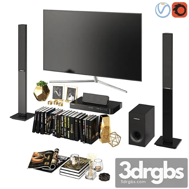 Decorative set Living room black gold 3D Model Download Decorative set Living room black gold 3D Model Download