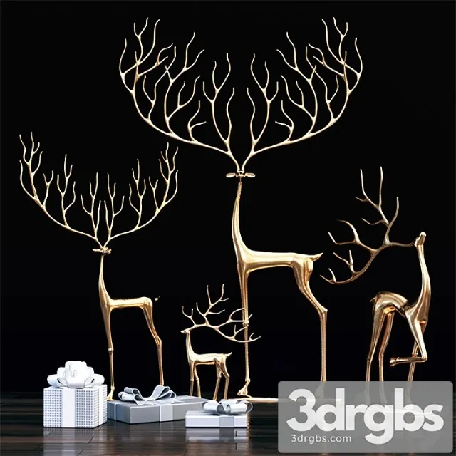 Decorative set Merry reindeer 3D Model Download Decorative set Merry reindeer 3D Model Download