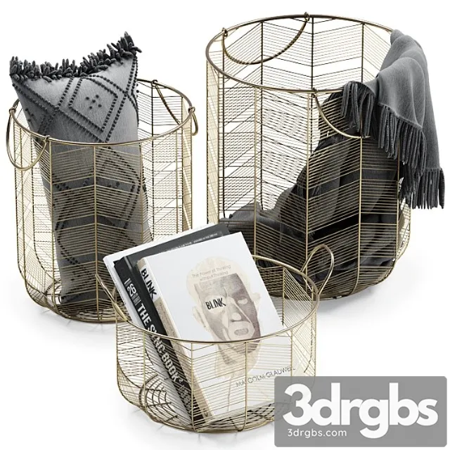Decorative set Metal baskets decor 3D Model Download Decorative set Metal baskets decor 3D Model Download