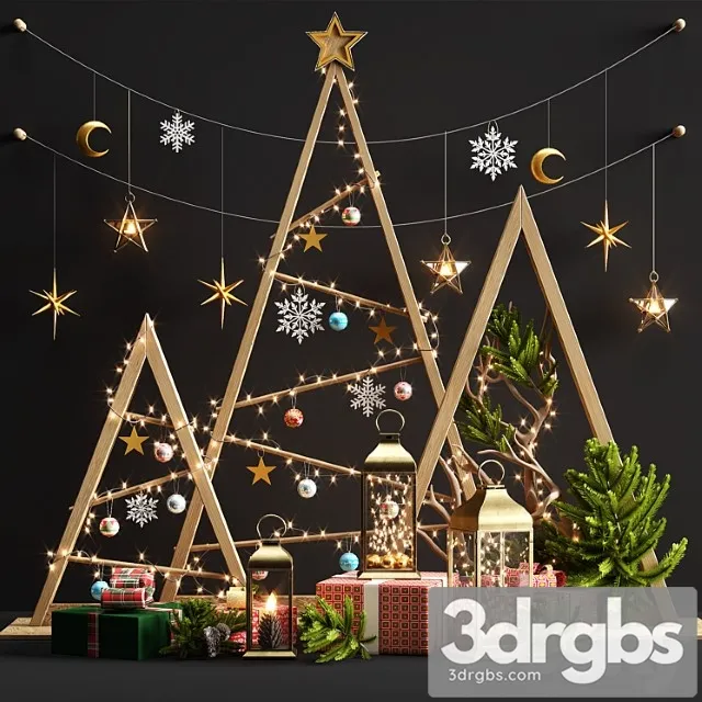 Decorative set New year decorative set 2 3D Model Download Decorative set New year decorative set 2 3D Model Download