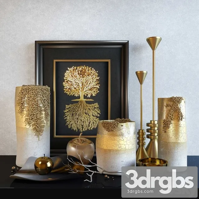 Decorative Set Noble Gold 3D Model Download Decorative Set Noble Gold 3D Model Download