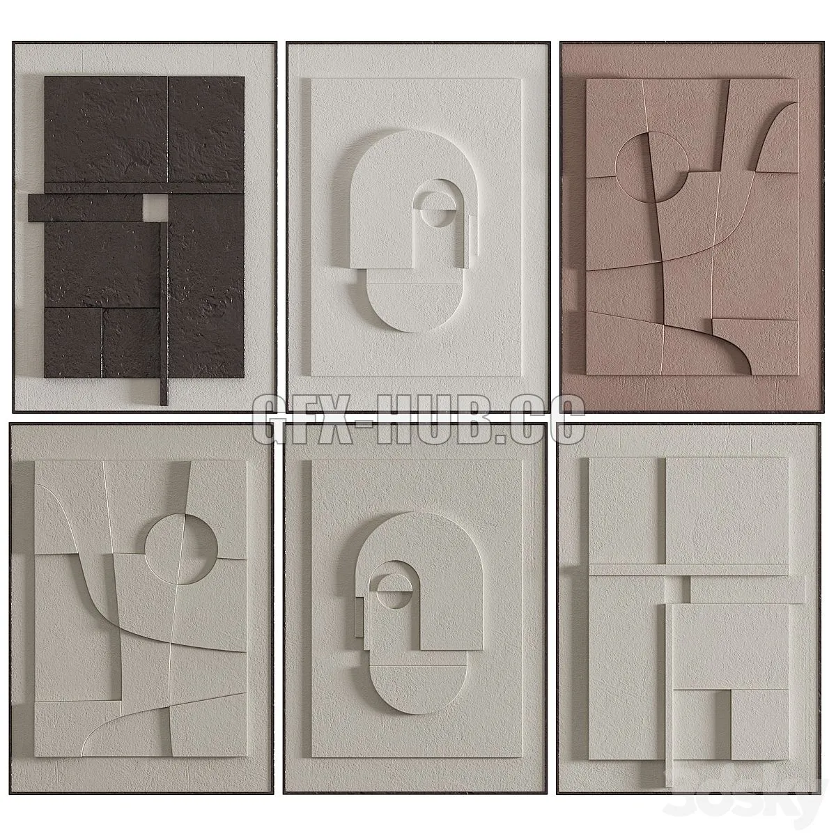 Decorative set of art paintings 11 3D Model