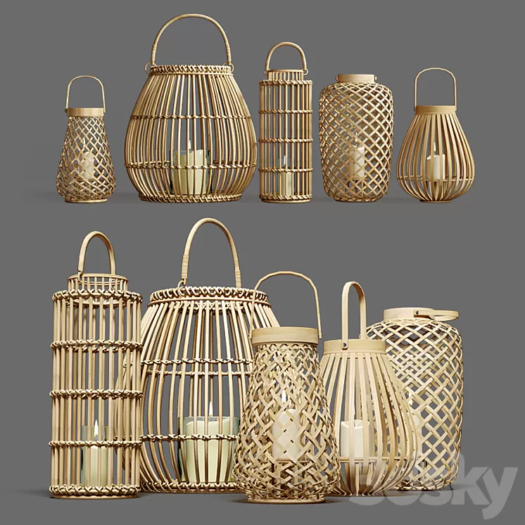 Decorative set of candlesticks lanterns 3D Model Decorative set of candlesticks lanterns 3D Model