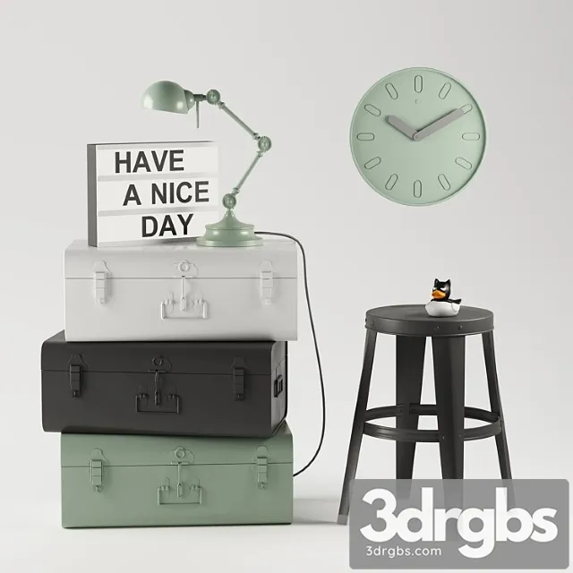 Decorative set of chests-metal suitcases 3D Model Download Decorative set of chests-metal suitcases 3D Model Download