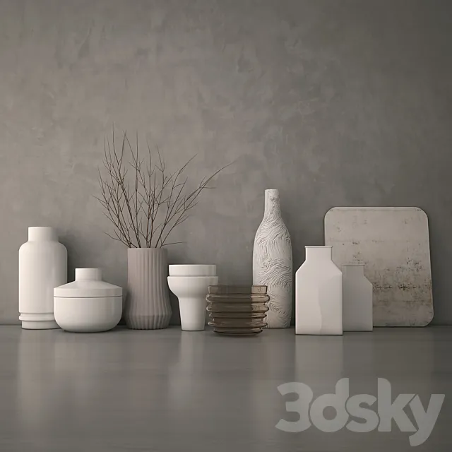 Decorative set of vases 3D Model