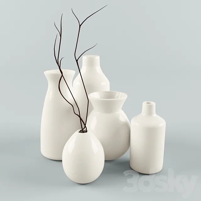 Decorative set of vases 3DModel