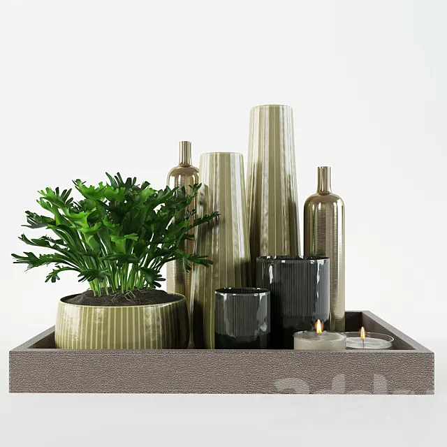 decorative set on a tray 3D Model