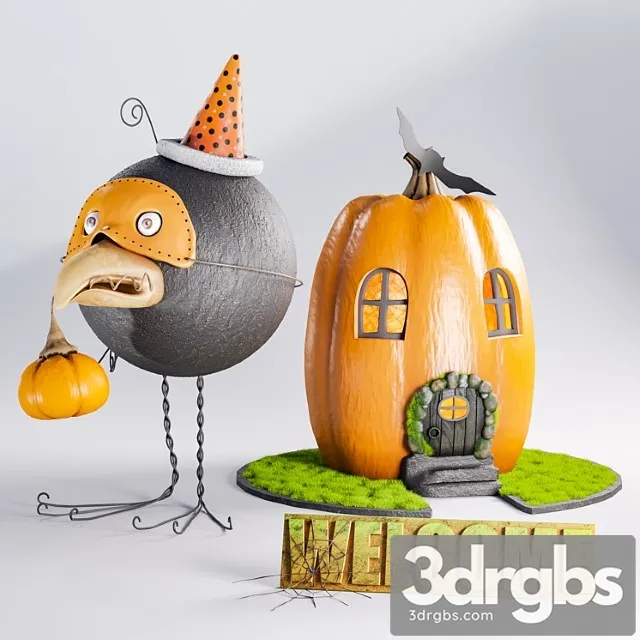 Decorative set on halloween. 3D Model Download Decorative set on halloween. 3D Model Download