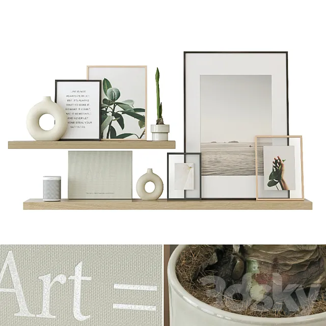 Decorative set on shelves 3DModel