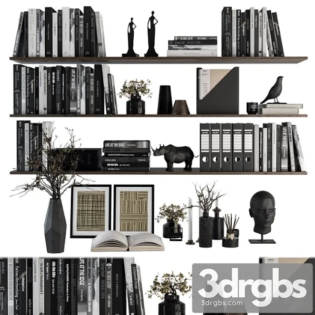 Decorative set on shelves and decor objects 3D Model Download Decorative set on shelves and decor objects 3D Model Download