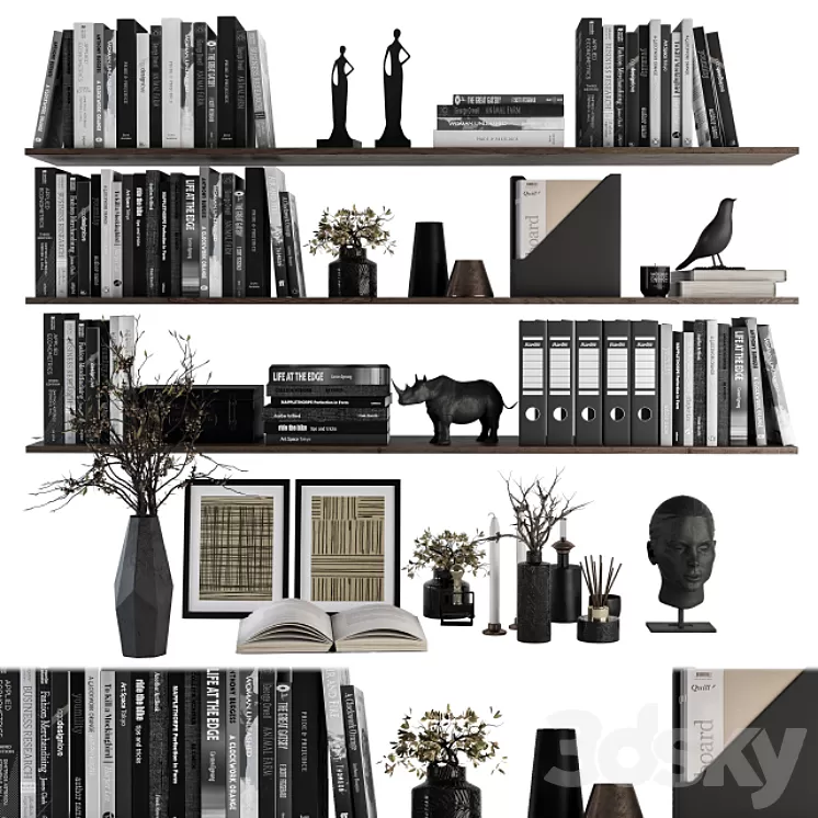 Decorative Set on Shelves and Decor objects 3D Model