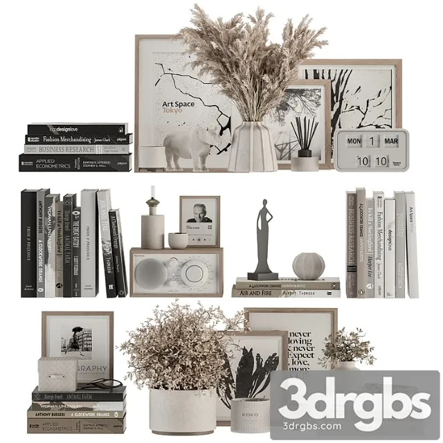 Decorative set on shelves and decor objects – set 12 Decorative set on shelves and decor objects – set 12