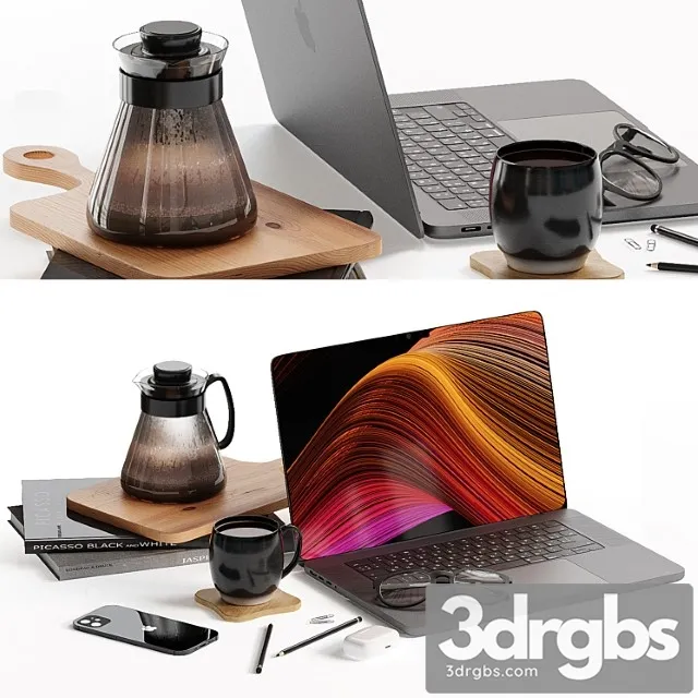 Decorative set on the desktop 3D Model Download Decorative set on the desktop 3D Model Download