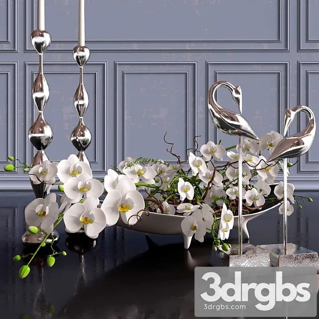 Decorative Set Orchid 1 3D Model Download Decorative Set Orchid 1 3D Model Download