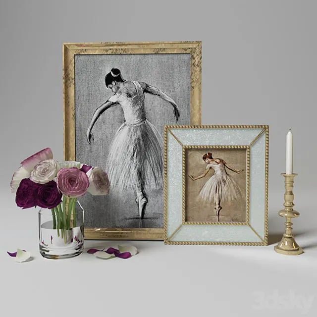 Decorative set (paintings with ballerinas) 3D Model