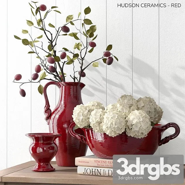 Decorative set Pottery barn hudson ceramics – red 3D Model Download Decorative set Pottery barn hudson ceramics – red 3D Model Download