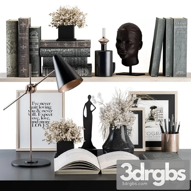 Decorative Set Reading Desk 02 3D Model Download Decorative Set Reading Desk 02 3D Model Download