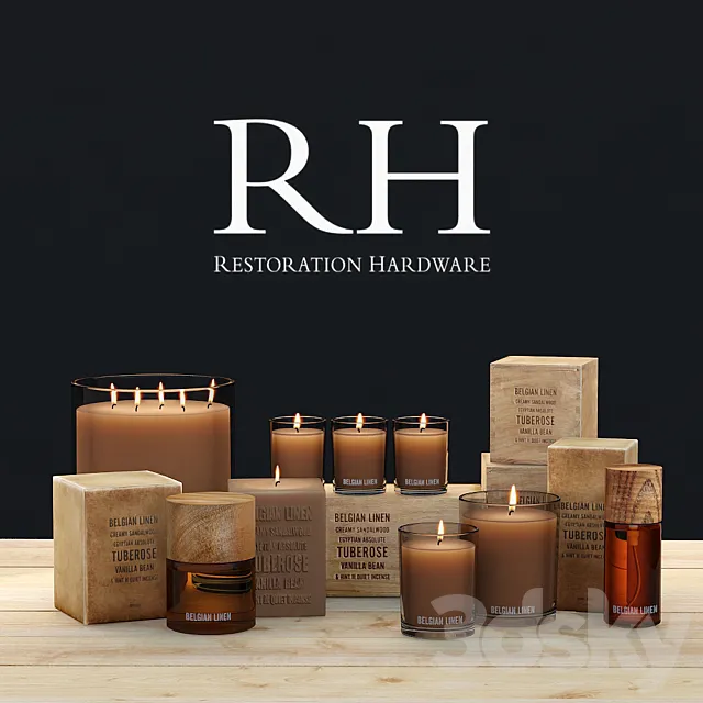 Decorative set RH BELGIAN LINEN 3D Model Decorative set RH BELGIAN LINEN 3D Model