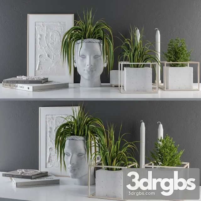 Decorative set sculpt pot and plants 3D Model Download Decorative set sculpt pot and plants 3D Model Download