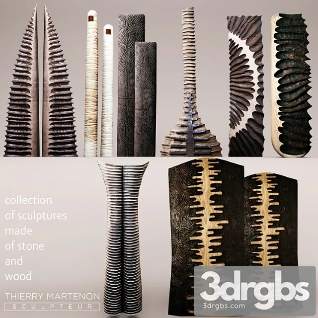 Decorative set Set sculpture thierry martenon figurine carving abstraction modern art art 3D Model Download Decorative set Set sculpture thierry martenon figurine carving abstraction modern art art 3D Model Download