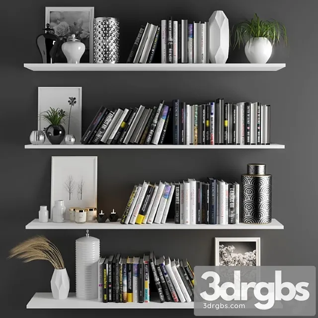 Decorative set Set1101 -book shelve 3D Model Download Decorative set Set1101 -book shelve 3D Model Download