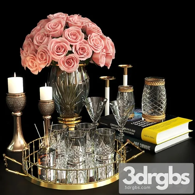 Decorative set Set419 -rose and gold 3D Model Download Decorative set Set419 -rose and gold 3D Model Download