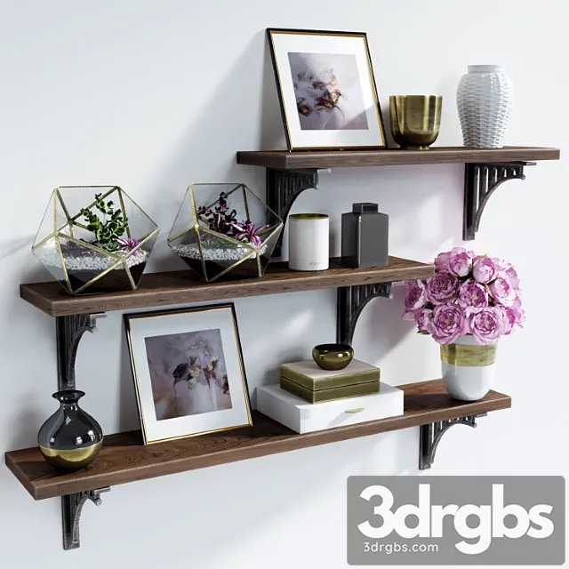 Decorative set Shelf pottery barn bridge bracket 3D Model Download Decorative set Shelf pottery barn bridge bracket 3D Model Download